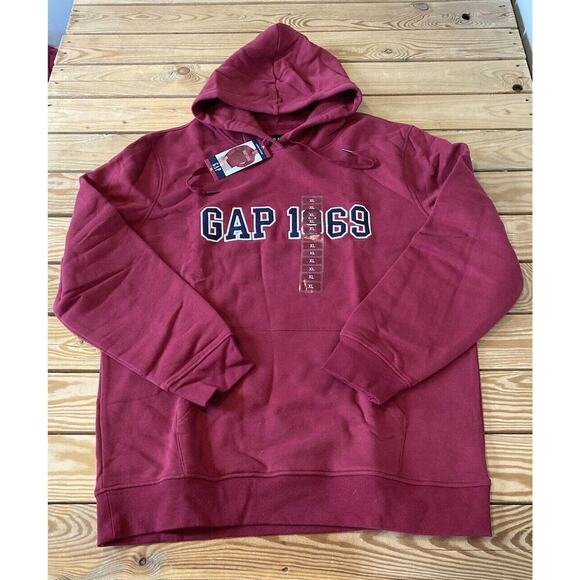 NWT $59.95 Gap Logo Hoodie Sweatshirt Size XL Men’s Red - Picture 1 of 8